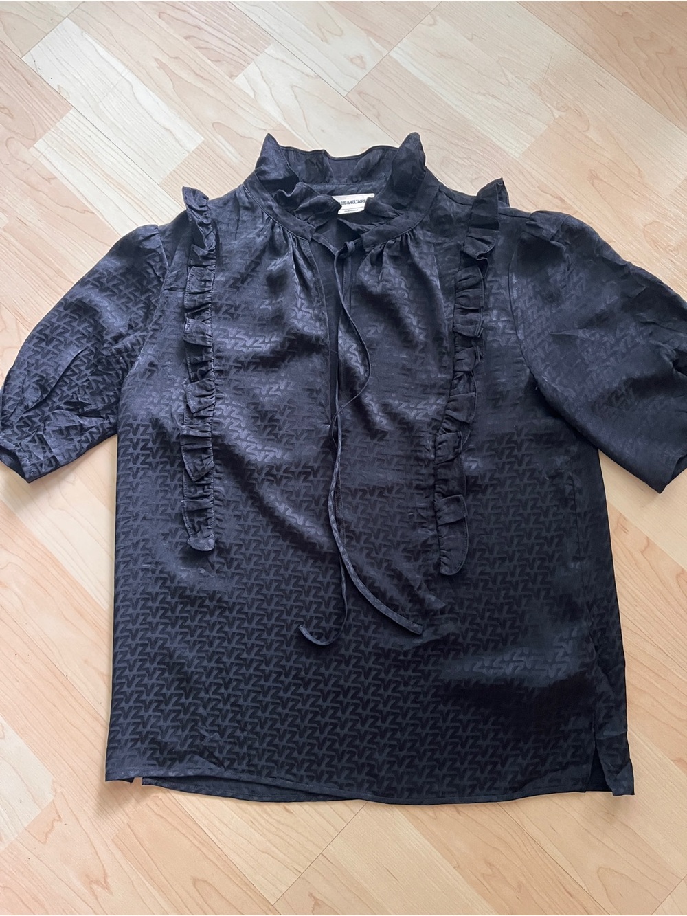 Zadig and Voltaire 100% Silk Ruffle Neck Blouse